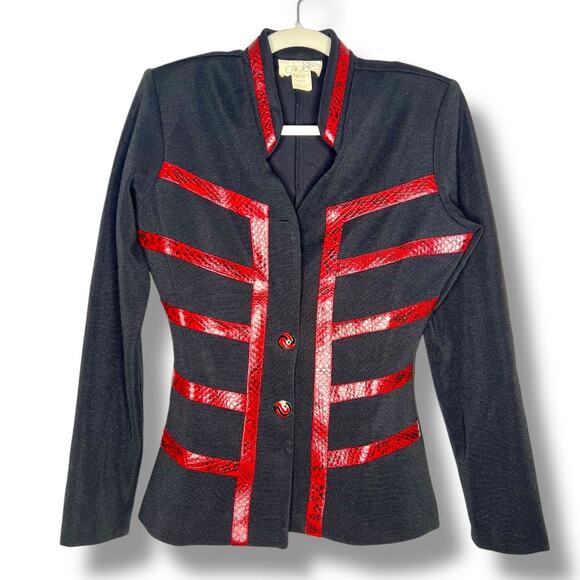 Vintage RARE Cache Classic Black Red Steam Punk Blazer Small - Picture 1 of 5